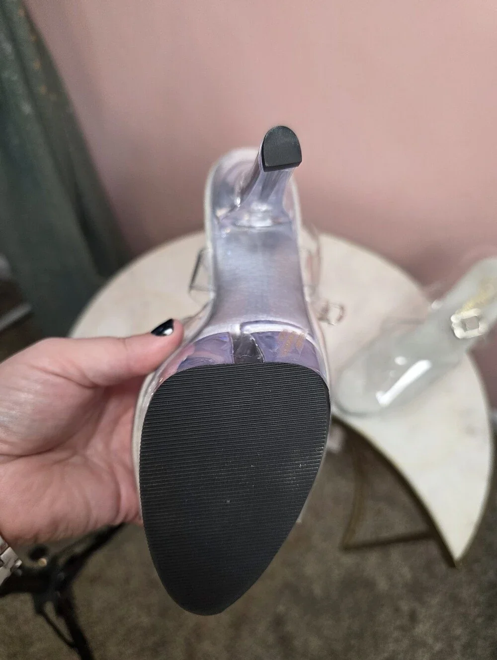 Pleaser Size 8 Clear Silver Glitter Platform Heels